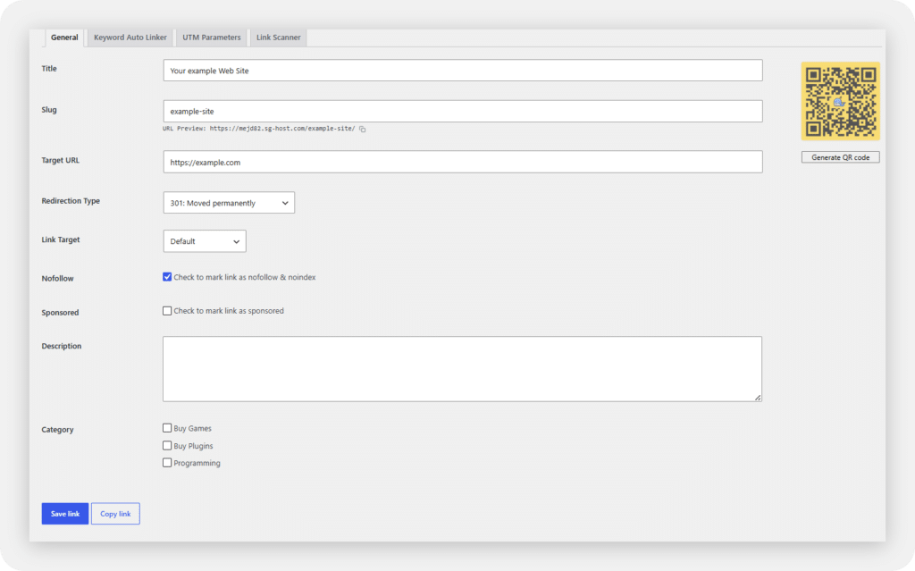 ClickWhale Link Settings