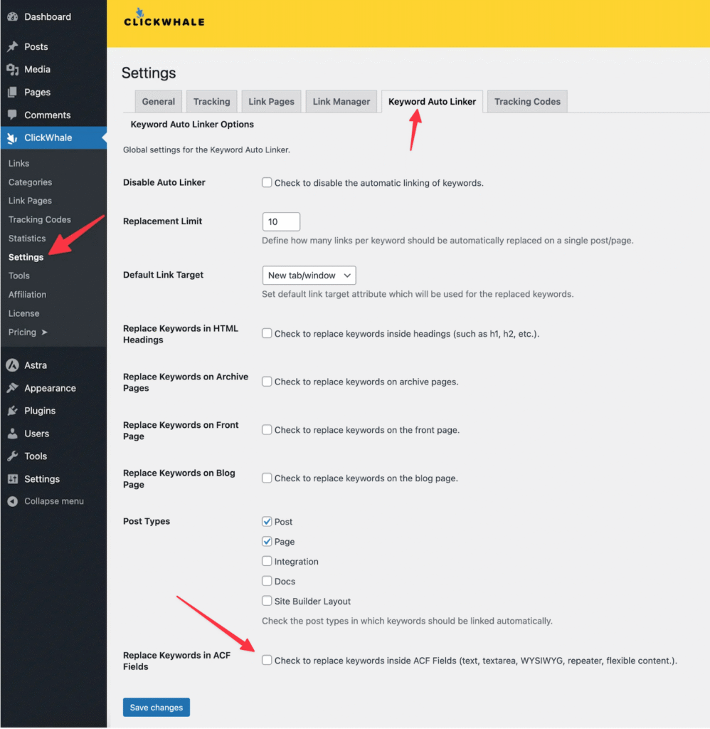 Configure Keyword Auto Linker