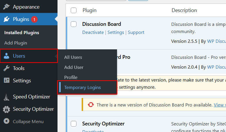 Temp login directory