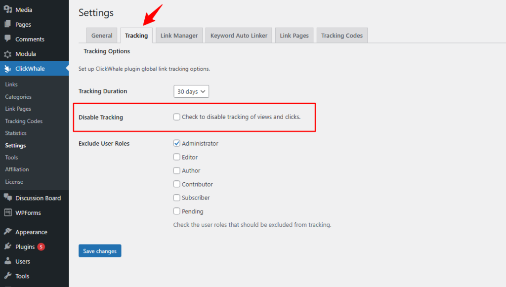 ClickWhale link tracking