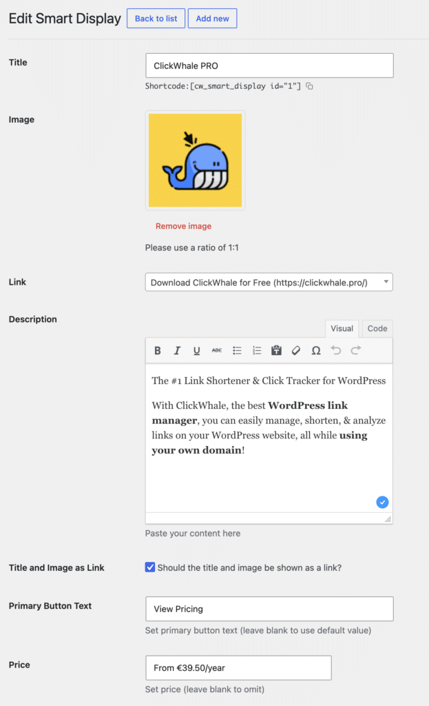 Clickwhale smart display edit