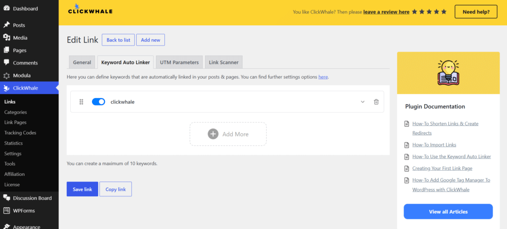 Keyword Auto Linker example