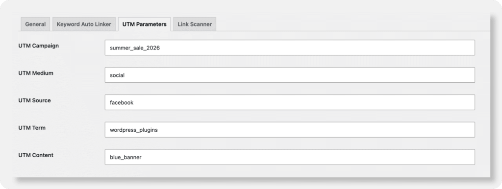 ClickWhale UTM parameters with values